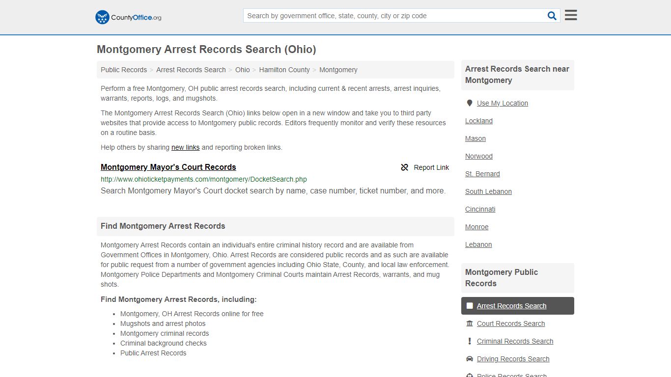 Arrest Records Search - Montgomery, OH (Arrests & Mugshots) - County Office